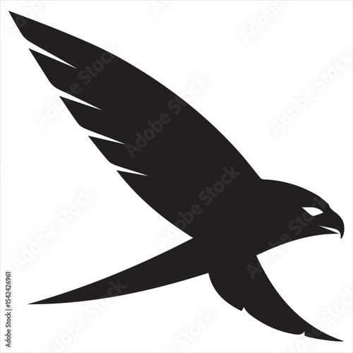 Minimal Falcon Logo Design – Silhouette Style Vector Raptor Icon for Dynamic Branding, Sports Teams, Wildlife Conservation, and Outdoor Adventure Themes