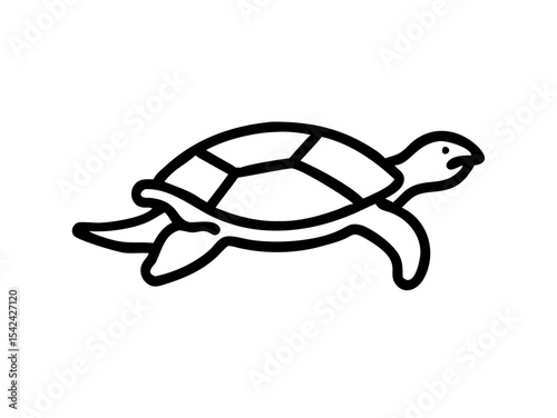 Sea Turtle Line Icon Vector - Endangered Species Silhouette with Editable Stroke & Pixel Perfect