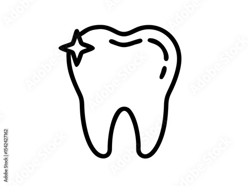 Tooth Line Icon Vector - Dental Care Minimalist Outline for Mobile & Web