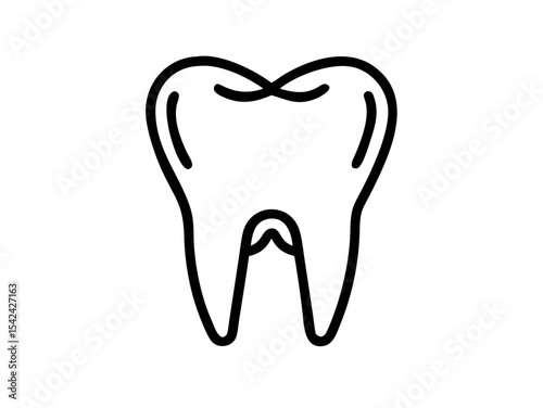 Tooth Line Icon Vector - Dental Care Minimalist Outline for Mobile & Web
