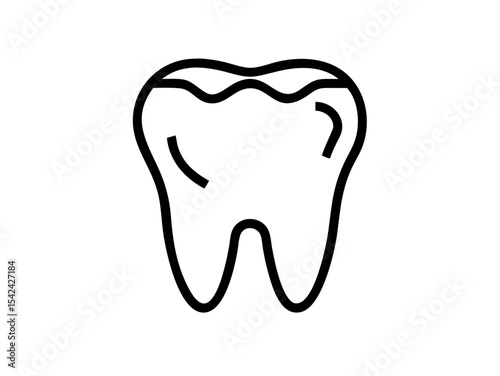 Tooth Line Icon Vector - Dental Care Minimalist Outline for Mobile & Web