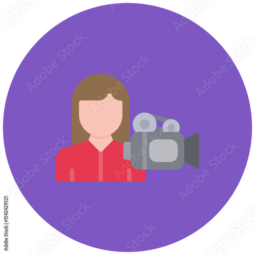 Camera Operator Female icon vector image. Can be used for Filmmaking.