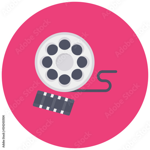 Film Reel icon vector image. Can be used for Filmmaking.