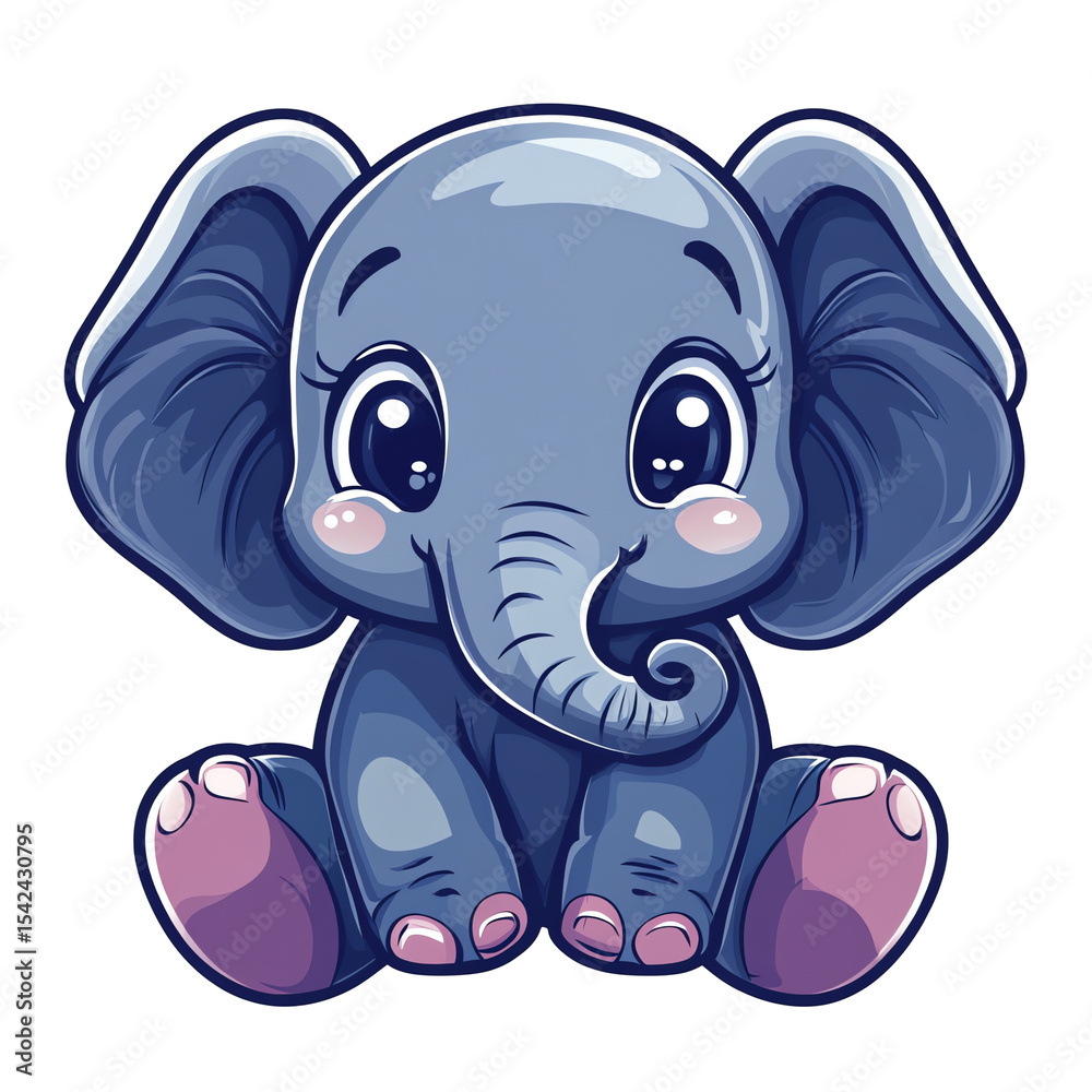 Obraz premium Cute Blue Baby Elephant Mascot Logo