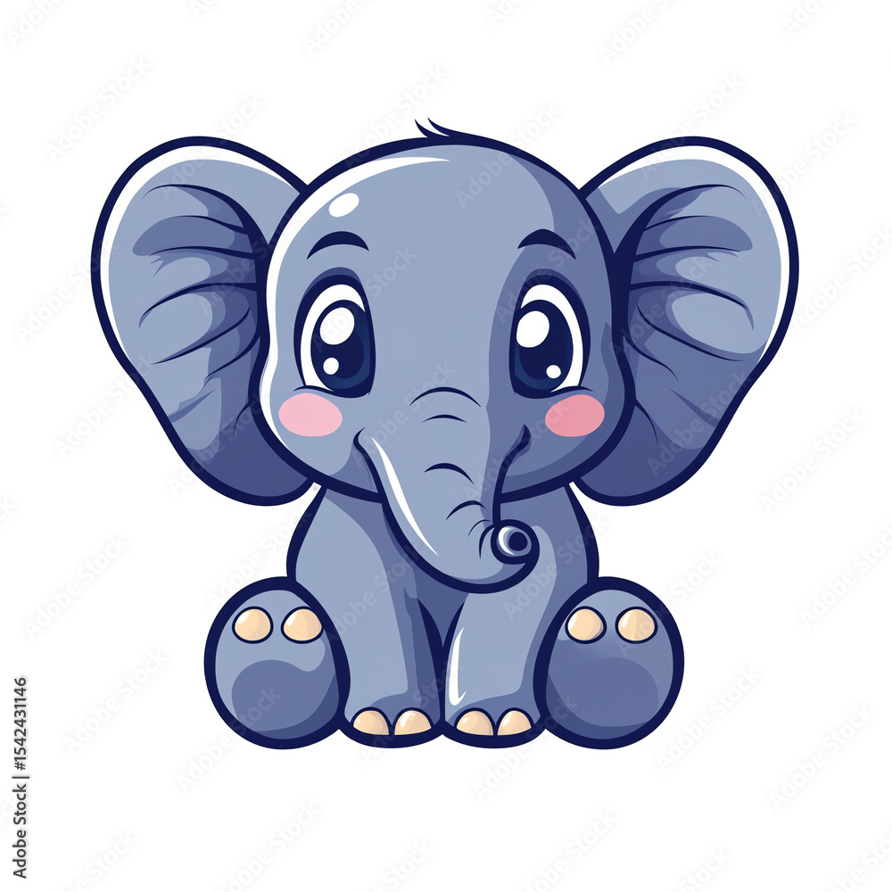 Obraz premium Cute Baby Elephant Mascot Logo Playful Cartoon Character