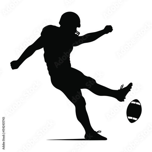 Powerful Silhouette of American Football Kicker in Action