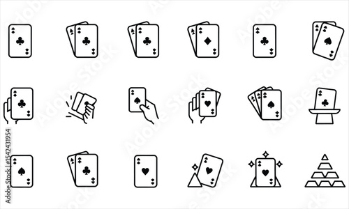 Playing card icons set black and white