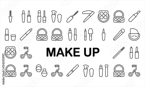 Makeup icon set line art graphic design