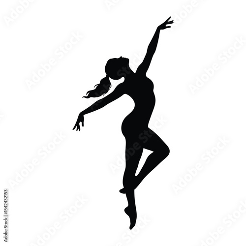 Elegant Ballerina Silhouette Graceful Dance Pose Illustration