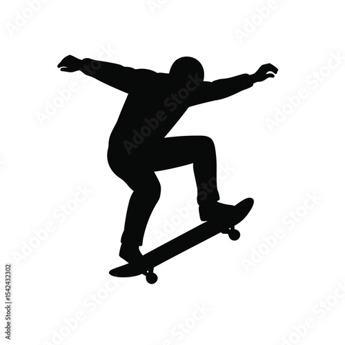 Dynamic Skateboard Silhouette Action Sports Vector Illustration