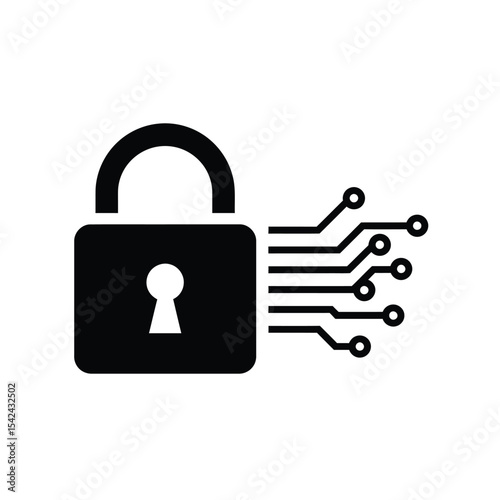 Cybersecurity Lock Digital Data Protection and Network Security Icon
