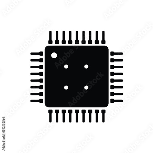 Microchip Icon High-Resolution Vector Illustration of a Computer Processor