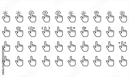 Collection of hand cursor icons for website and app design