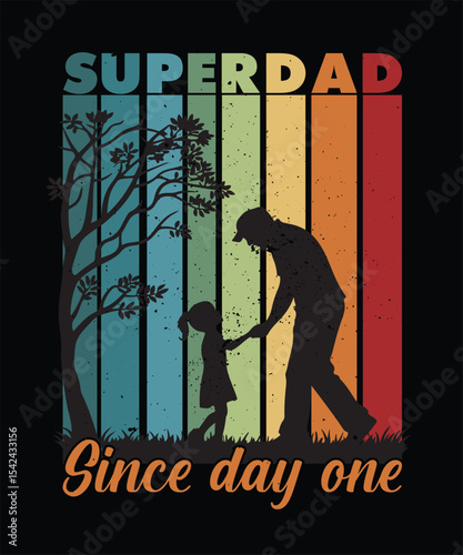 Dad & Me Retro Silhouette – Father and Daughter Walk Design with Vintage Sunset for T-Shirts 