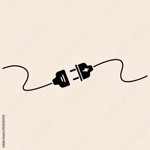 Electric plug and socket icon flat vector design. 