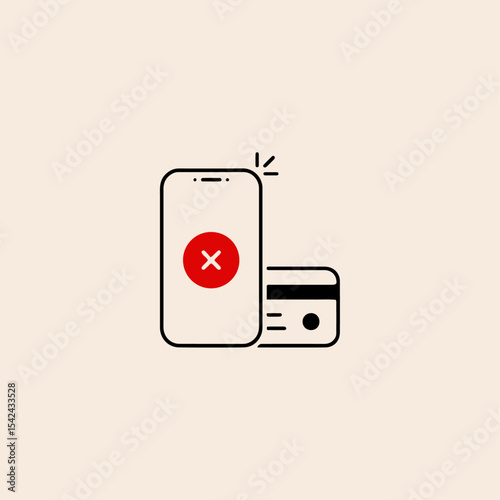 Online payment with problem icon flat vector design. 