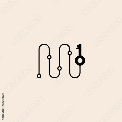 Minimal route like quest points icon flat vector design.