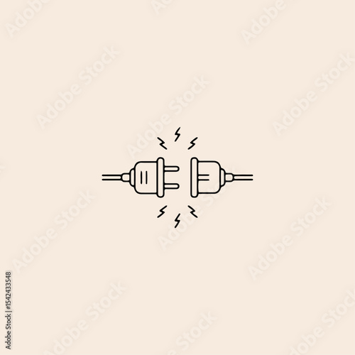 Electric plug and socket icon flat vector design.
