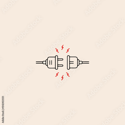 Electric plug and socket icon flat vector design. 