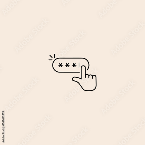 Hand pointer password button icon flat vector design.