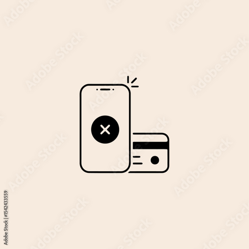 Online payment with problem icon flat vector design.