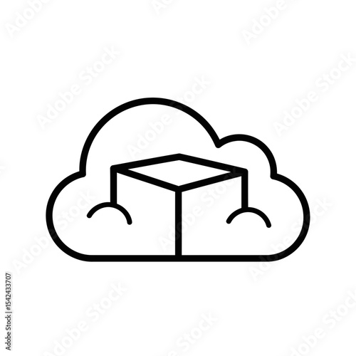 Blockchain technology icon depicting cloud storage and data transfer