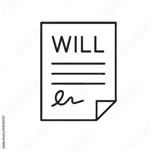Legal will document with signature and printed title  