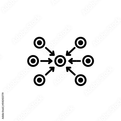 Blockchain technology icon with interconnected nodes and arrows