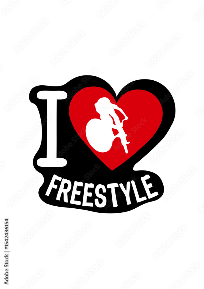 Fototapeta premium i love freestyle bmx velo cross coeur