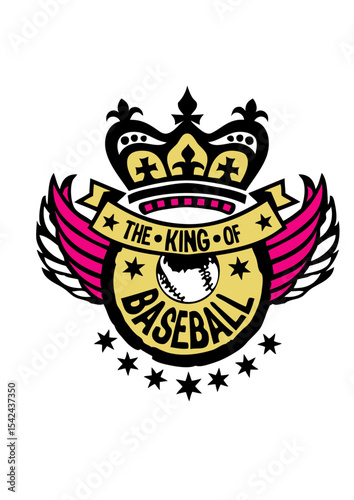 king roi baseball sport logo aile tampon