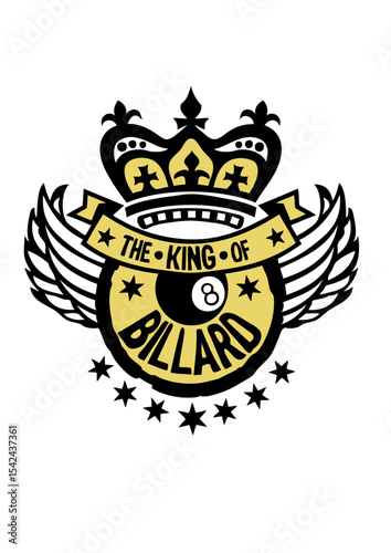 king roi billard sport logo aile tampon
