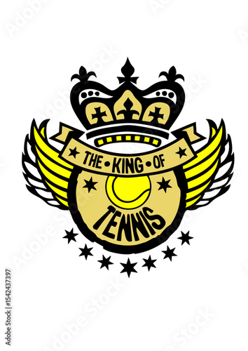 king roi tennis sport logo aile tampon