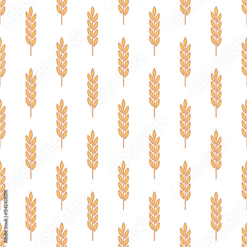 Vector Seamless Pattern with Agriculture Wheat and Cereal Ears. Organic Wheat, Rice Ear Design Template. Bread, Beer Packaging, Farming, Organic Food Concepts