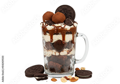 Wallpaper Mural Delicious dessert parfait in a glass mug with cookies and chocolate truffles on a plain setting on transparent background Torontodigital.ca