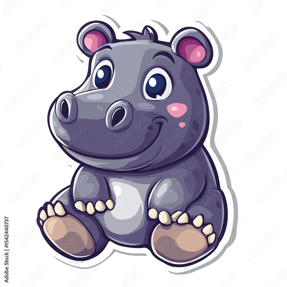 Naklejka premium Cute Baby Hippo Mascot Logo