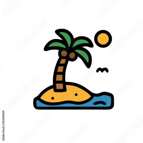 A small tropical island with palm trees surrounded by sea perfect for paradise travel themes