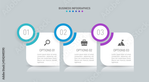Horizontal progress bar featuring 3 arrow-shaped elements, symbolizing three six stages of business strategy and progression. Clean timeline infographic design template. Vector for presentation