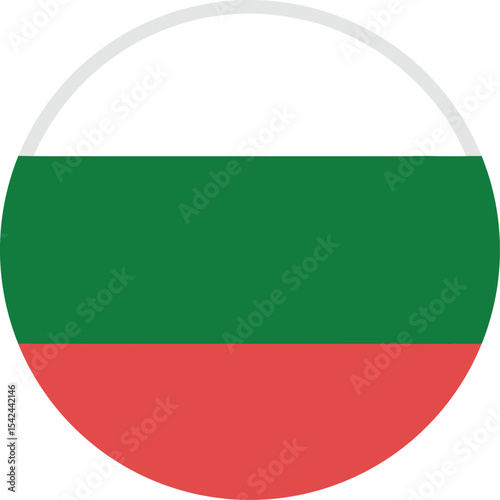 bulgaria flag in a circle, round icon with white green red vector illustration