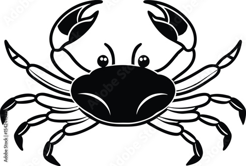 crab black silhouette icon, detailed marine animal vector illustration