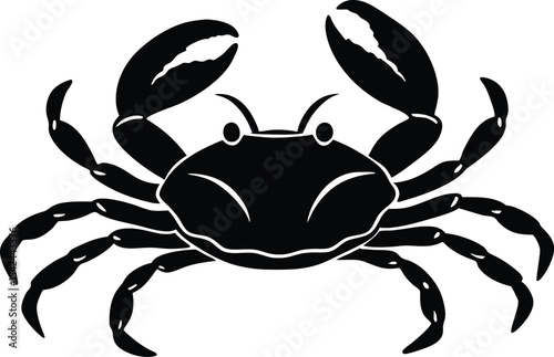 crab black silhouette icon, detailed marine animal vector illustration
