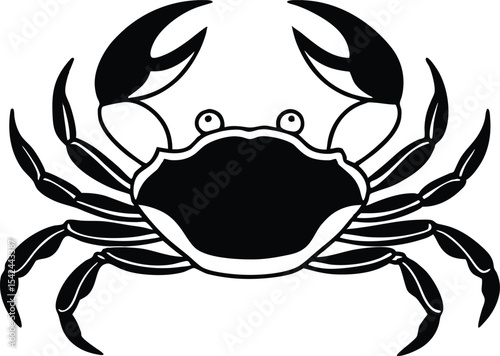 crab black silhouette icon, detailed marine animal vector illustration