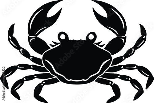 crab black silhouette icon, detailed marine animal vector illustration