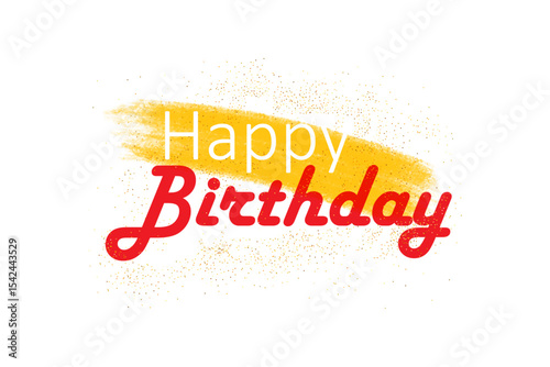 Colorful Happy Birthday Text Design with Paint Splash and Confetti

