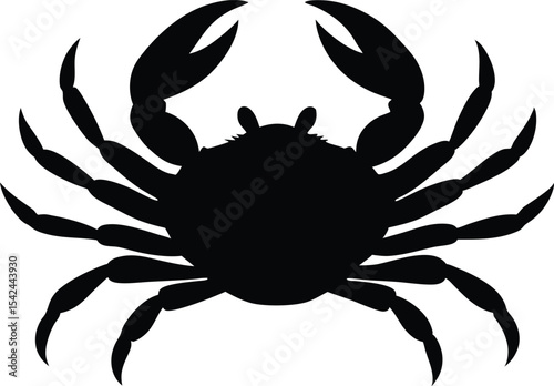 crab black silhouette icon, detailed marine animal vector illustration