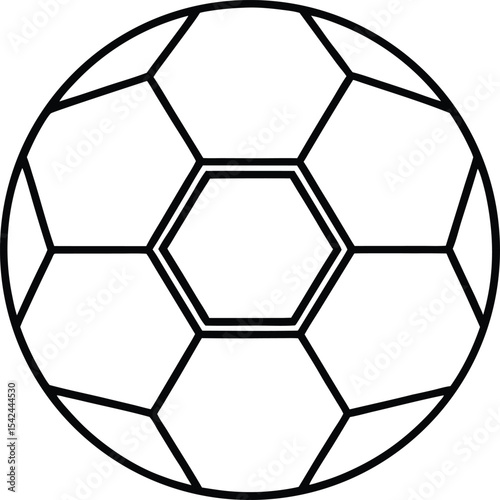 soccer ball outline icon, simple football illustration with hexagon pattern