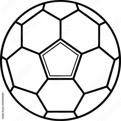 soccer ball outline icon, simple football illustration with hexagon pattern