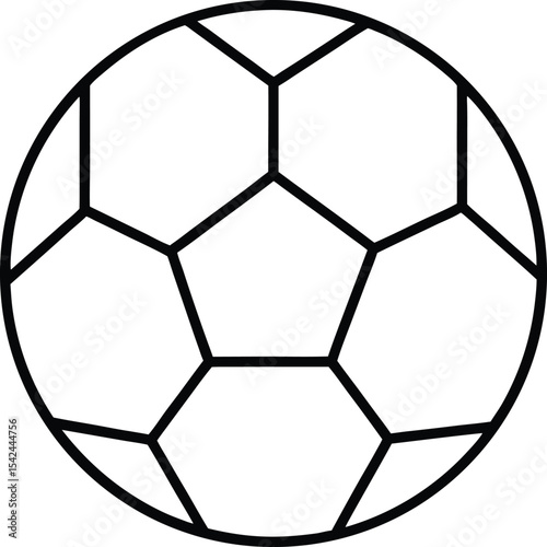 soccer ball outline icon, simple football illustration with hexagon pattern