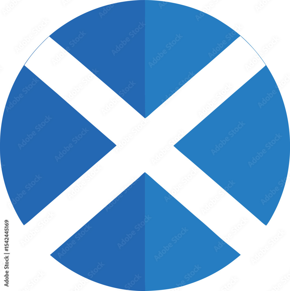 Obraz premium scotland flag in a circle, round saint andrew’s cross national symbol vector