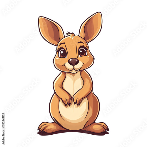 Cute Kangaroo Mascot Logo Adorable Marsupial with Joey