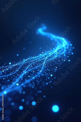 Wavy blue particle lines, futuristic tech scene, line, bright, cosmic